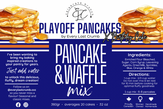 Playoff Pancakes 💙🤍🧡 🏒 🥅  Birthday Cake Flavour